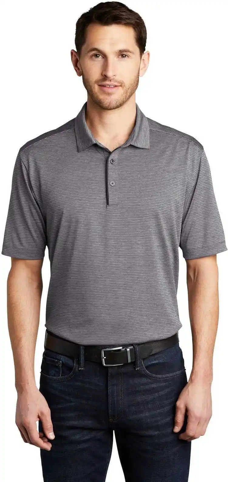 Port Authority K585 Shadow Stripe Polo Gray