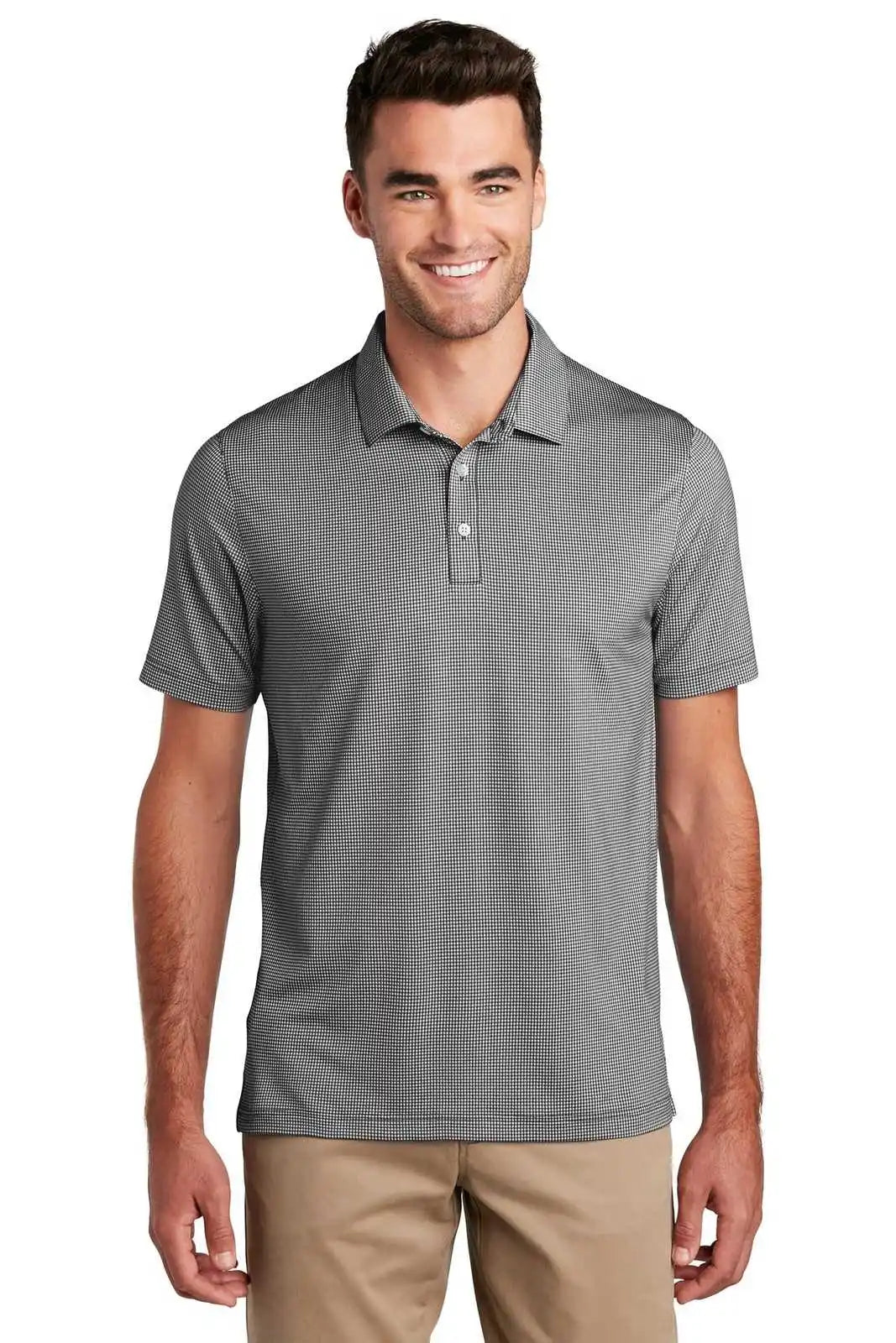 Port Authority K646 Gingham Polo - Black White