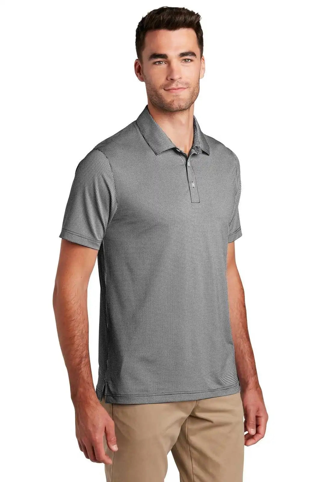 Port Authority K646 Gingham Polo - Black White
