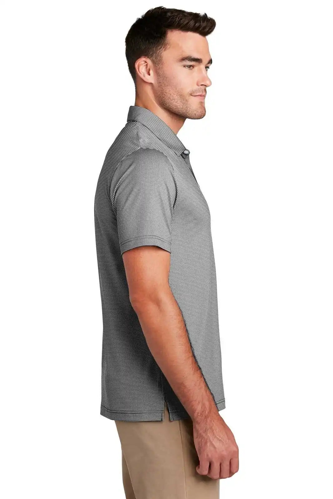 Port Authority K646 Gingham Polo - Black White