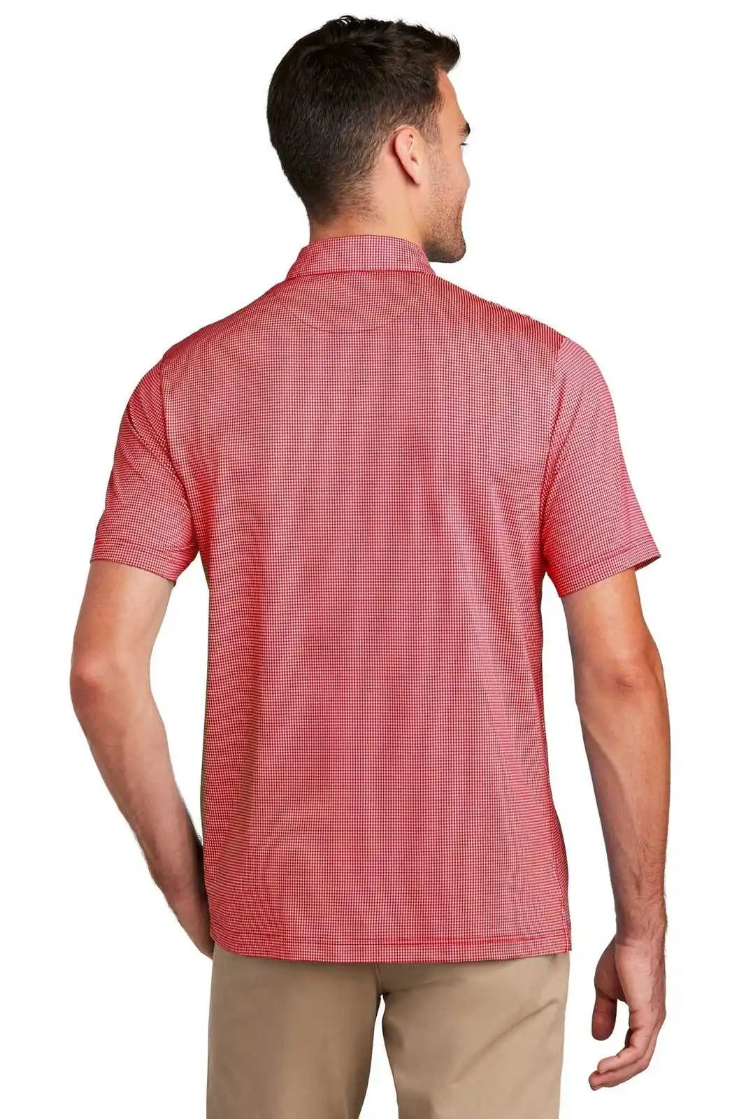 Port Authority K646 Gingham Polo - Rich Red White