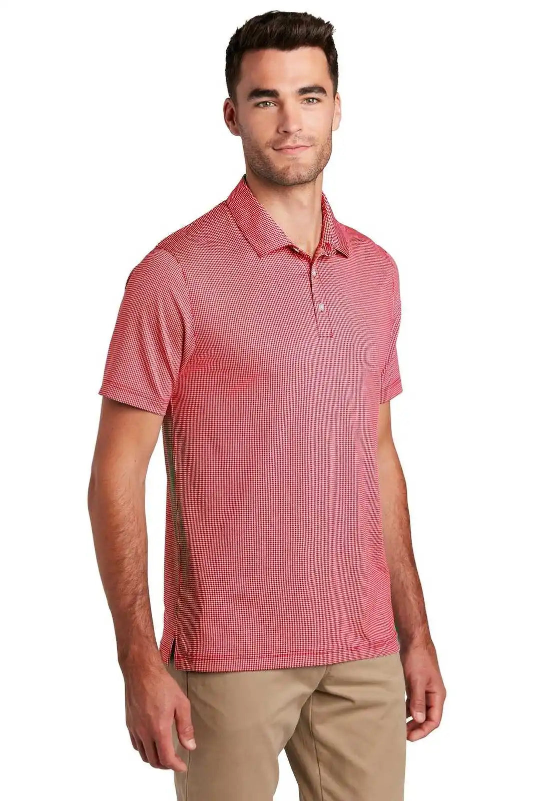 Port Authority K646 Gingham Polo - Rich Red White