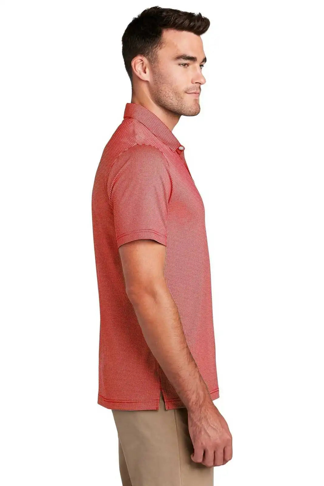 Port Authority K646 Gingham Polo - Rich Red White