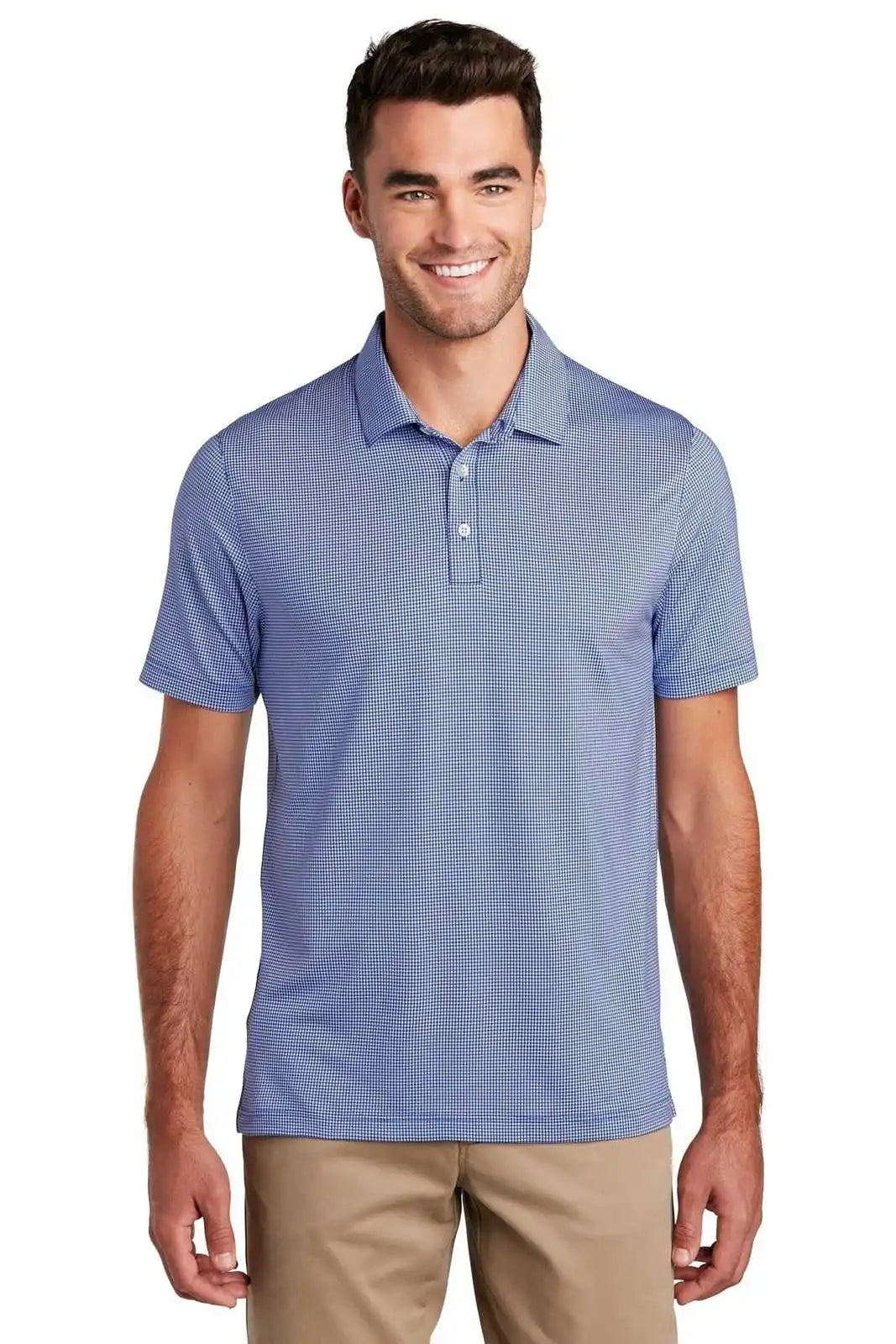 Port Authority K646 Gingham Polo - True Royal White