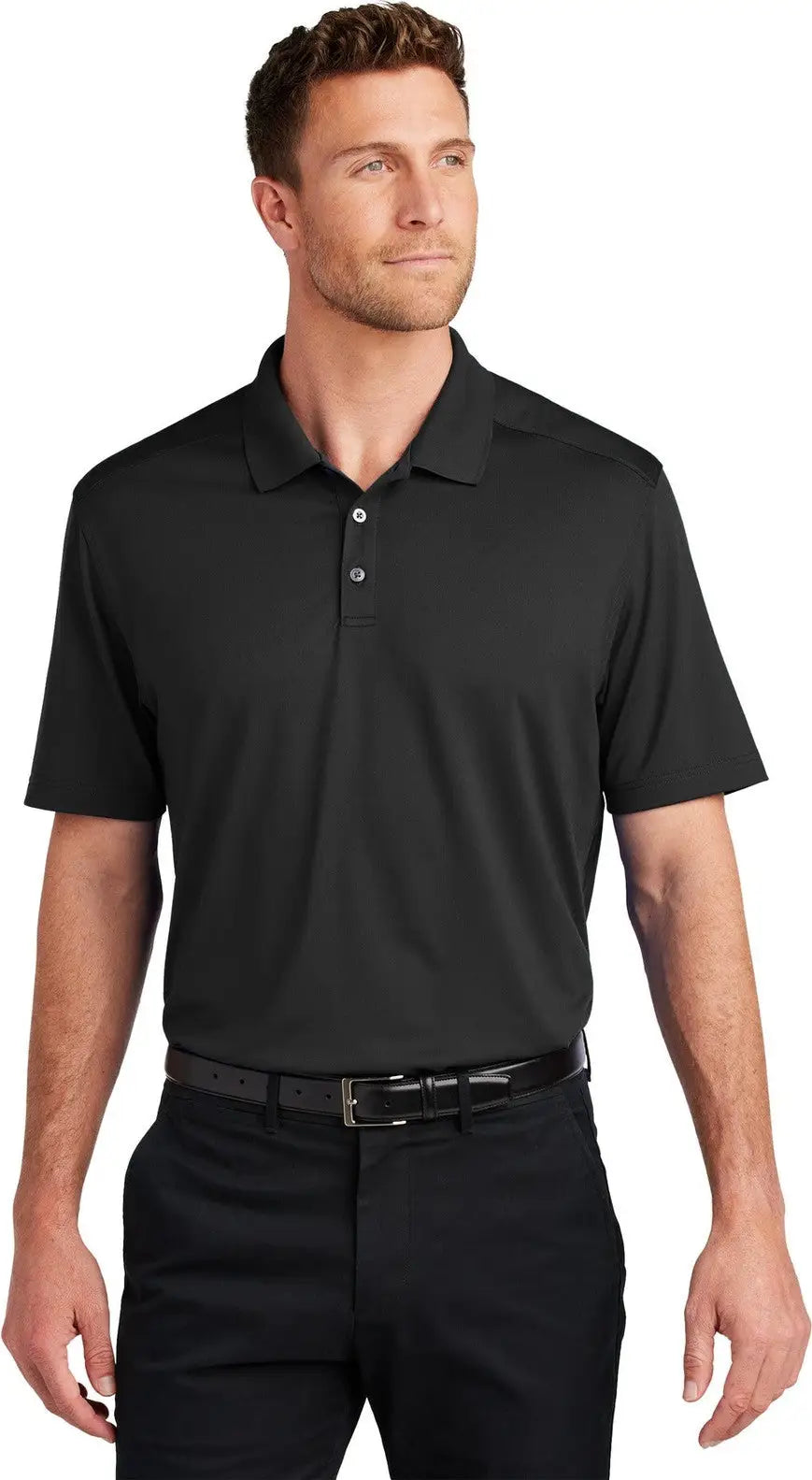 Port Authority K683 City Stretch Flat Knit Polo - Black