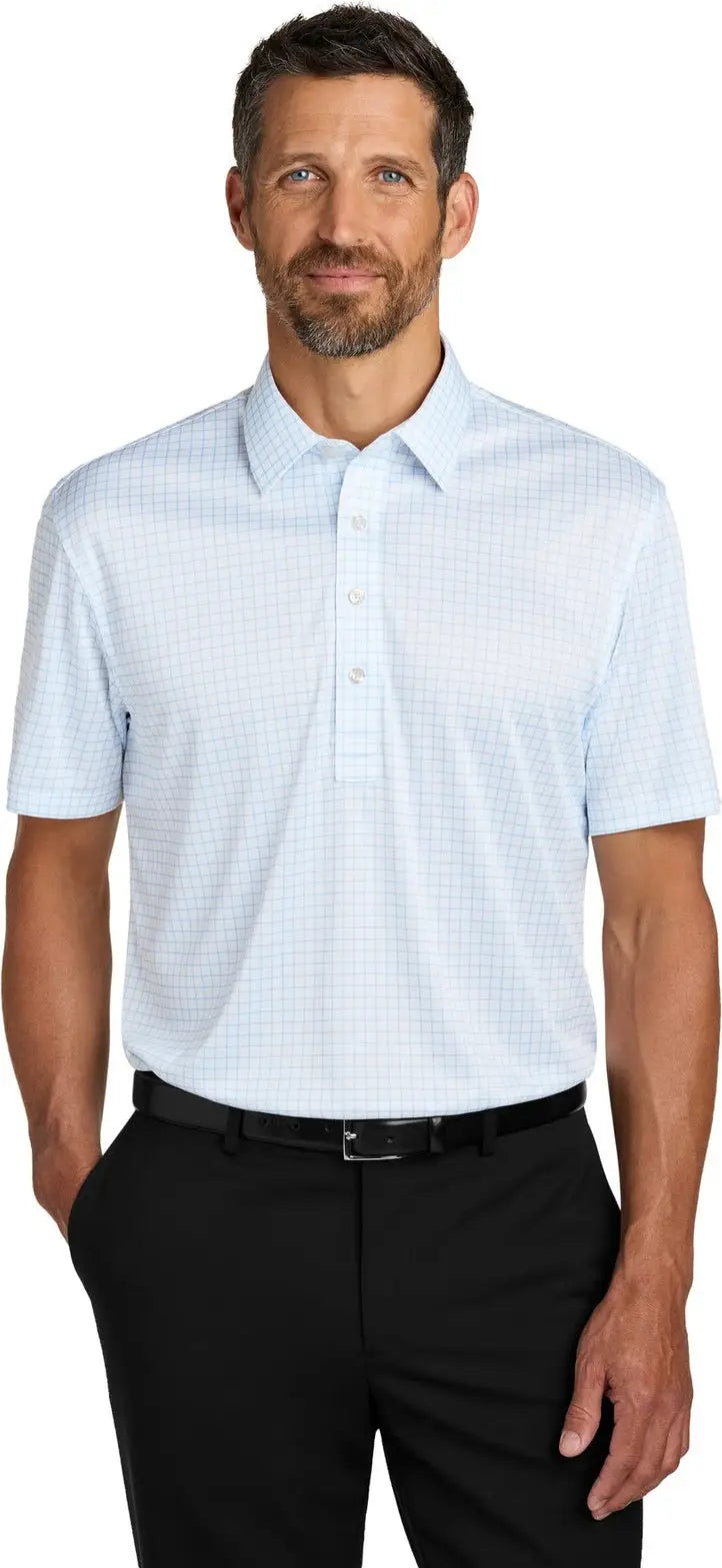 Port Authority K700 Shirt Collar Polo - Cloud Blue Check - Adult l