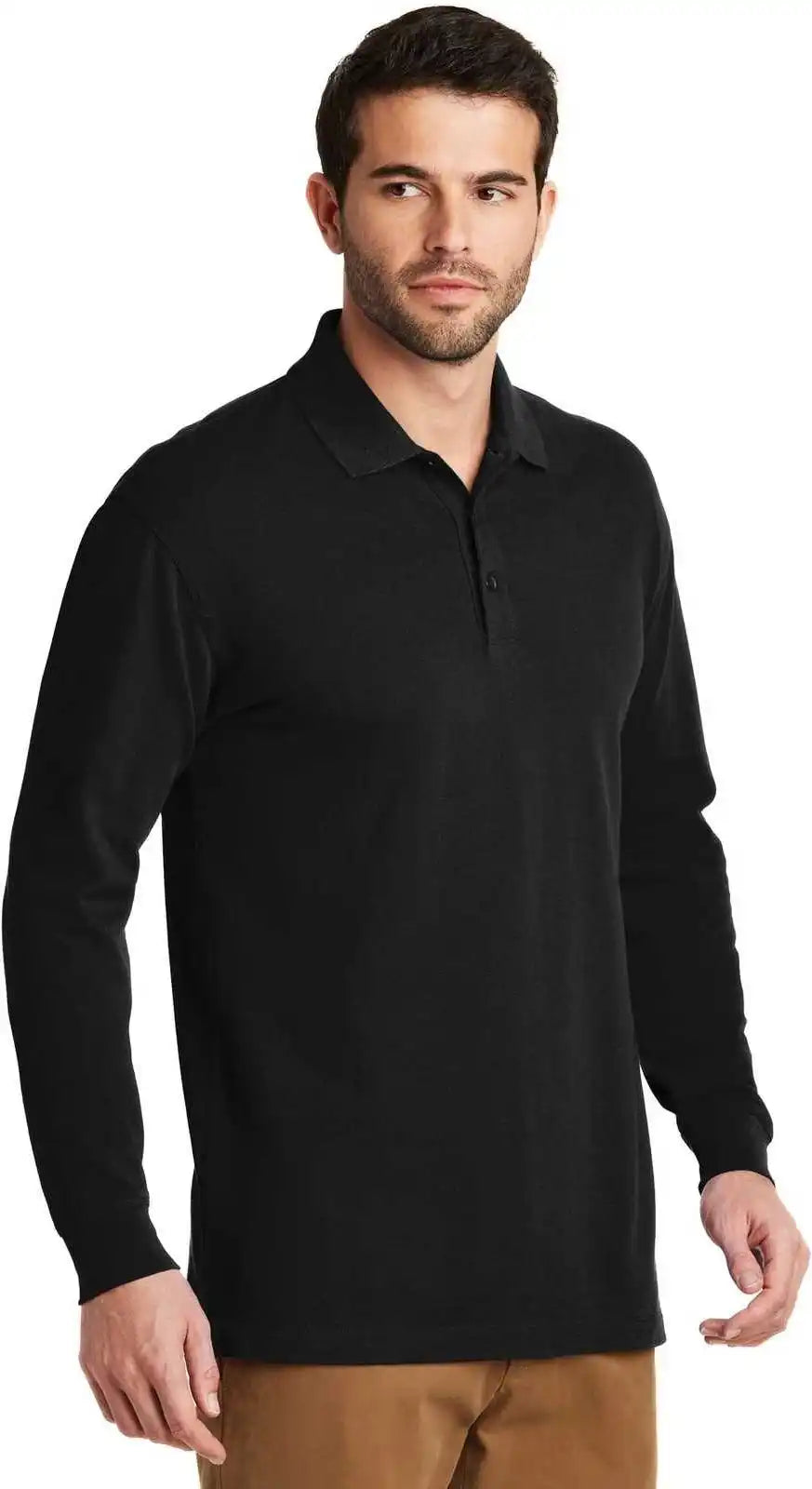 Port Authority K8000ls Ezcotton Long Sleeve Polo Black