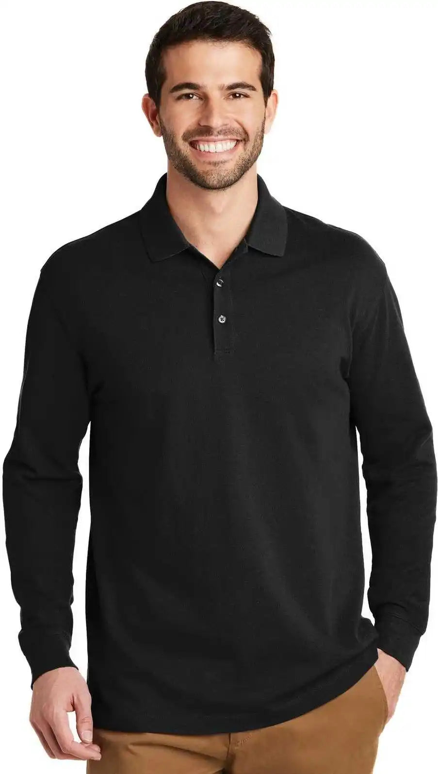 Port Authority K8000ls Ezcotton Long Sleeve Polo Black