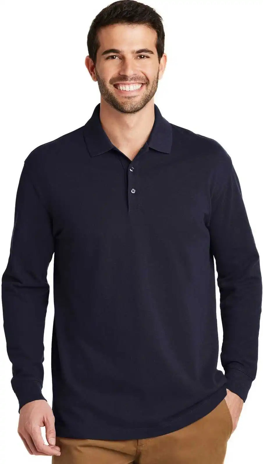 Port Authority K8000ls Ezcotton Long Sleeve Polo Navy