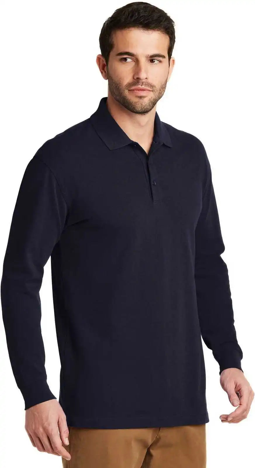 Port Authority K8000ls Ezcotton Long Sleeve Polo Navy