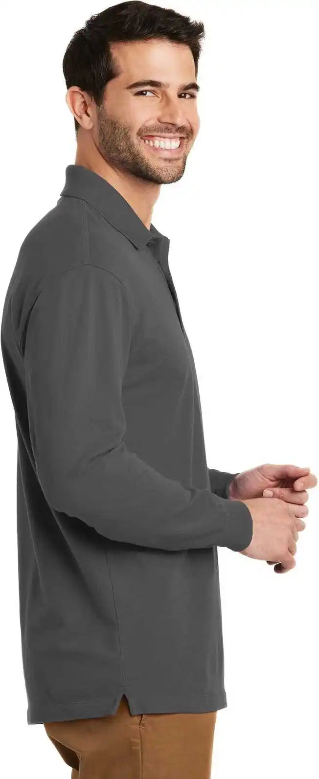 Port Authority K8000ls Ezcotton Long Sleeve Polo Sterling Gray