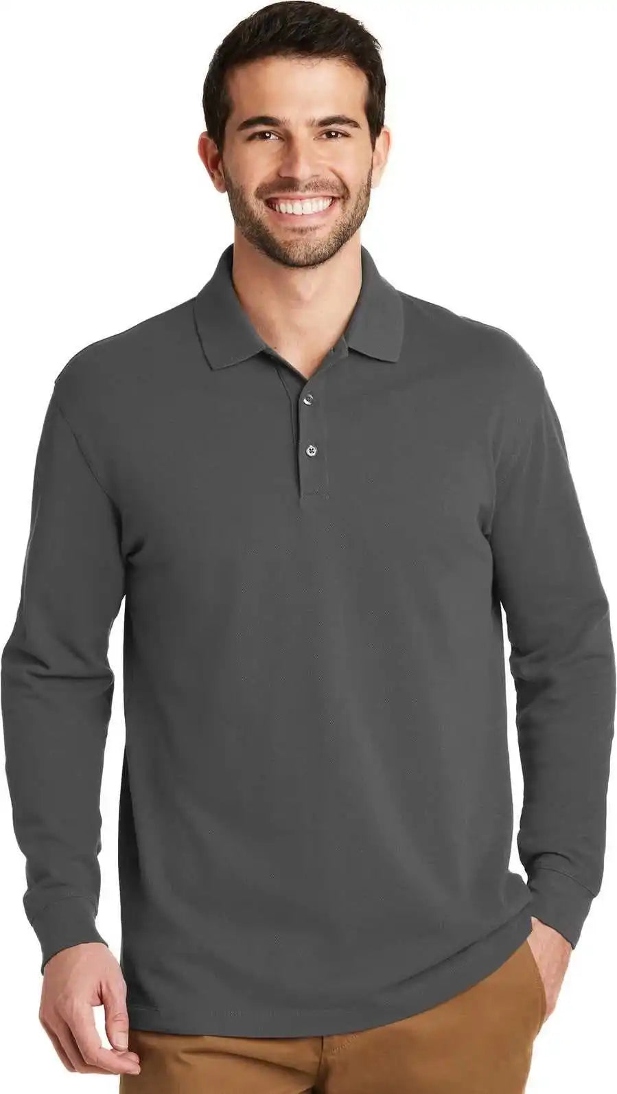 Port Authority K8000ls Ezcotton Long Sleeve Polo - Sterling Grey