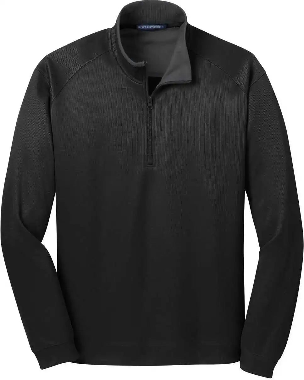 Port Authority K805 Vertical Texture 1/4-zip Pullover - Black Iron Gray