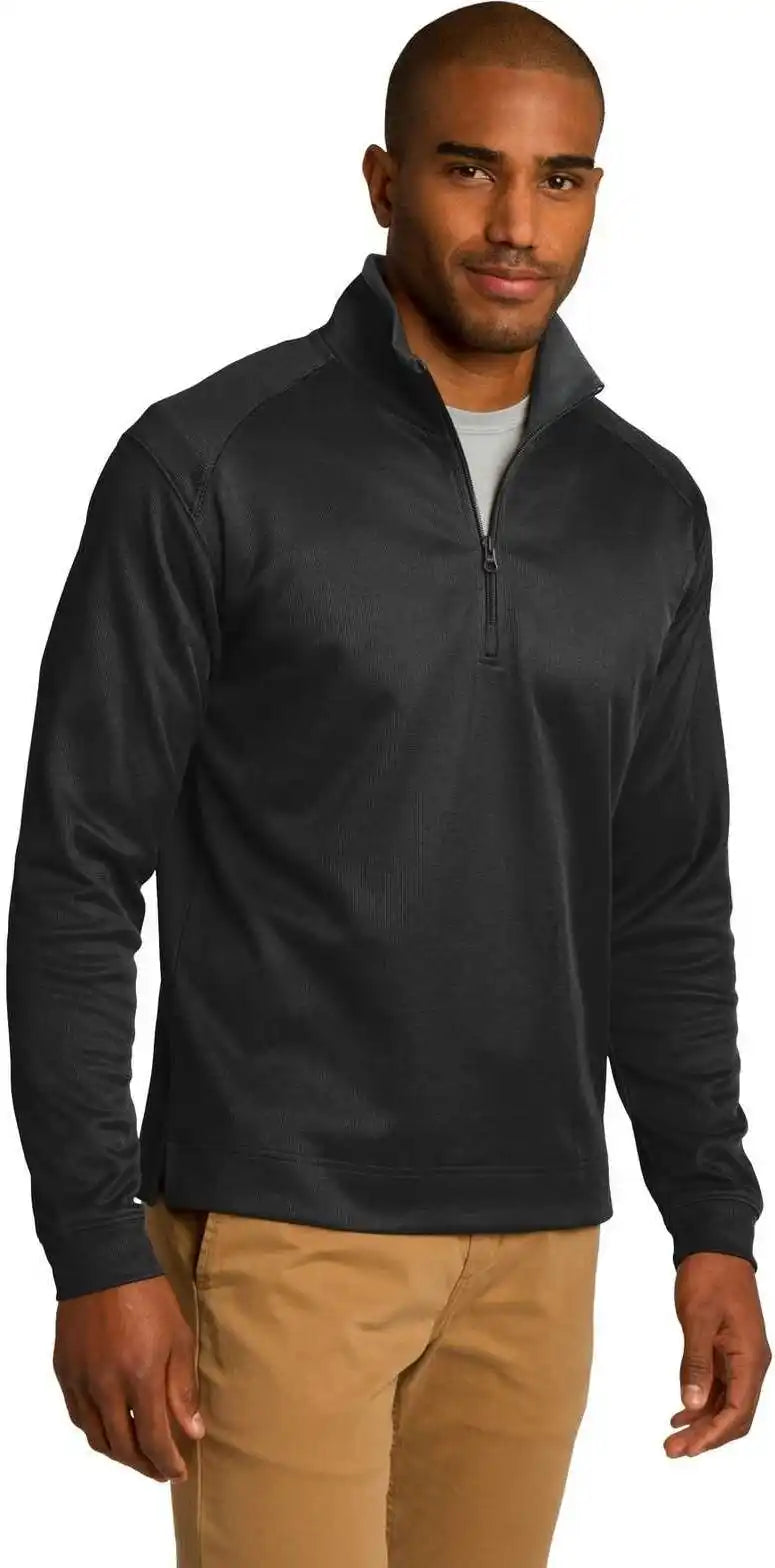 Port Authority K805 Vertical Texture 1/4-zip Pullover - Black Iron Gray