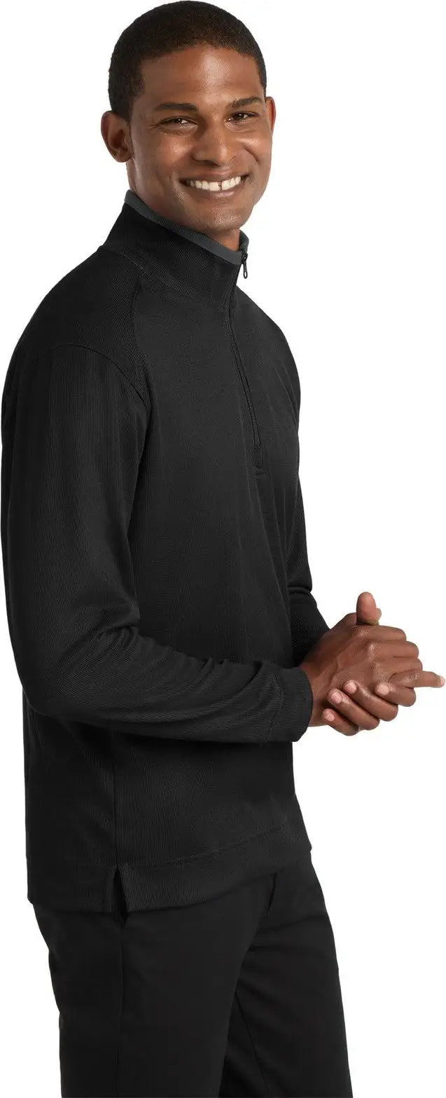 Port Authority K805 Vertical Texture 1/4-zip Pullover - Black Iron Gray
