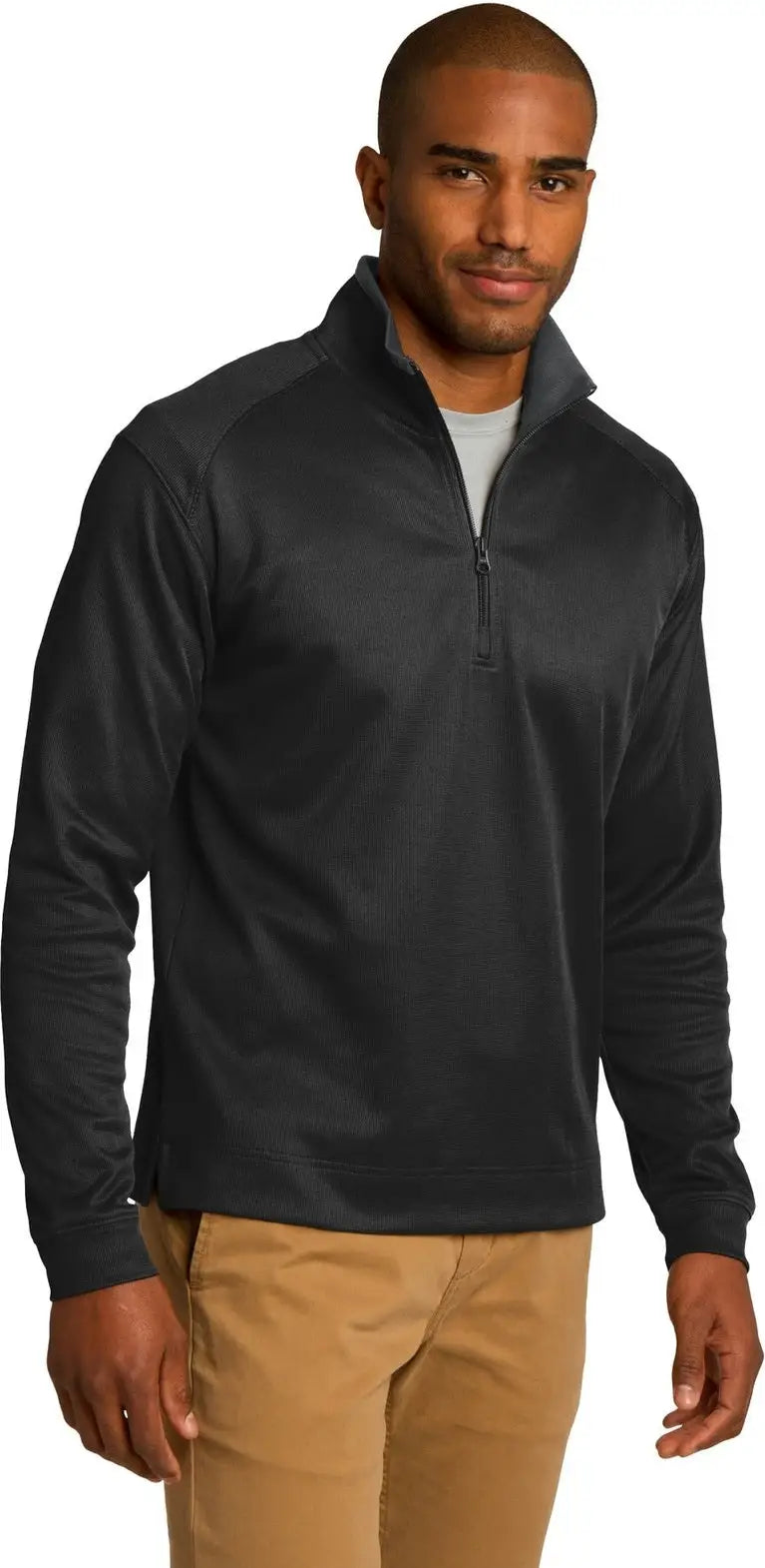 Port Authority K805 Vertical Texture 1/4-zip Pullover - Black Iron Gray