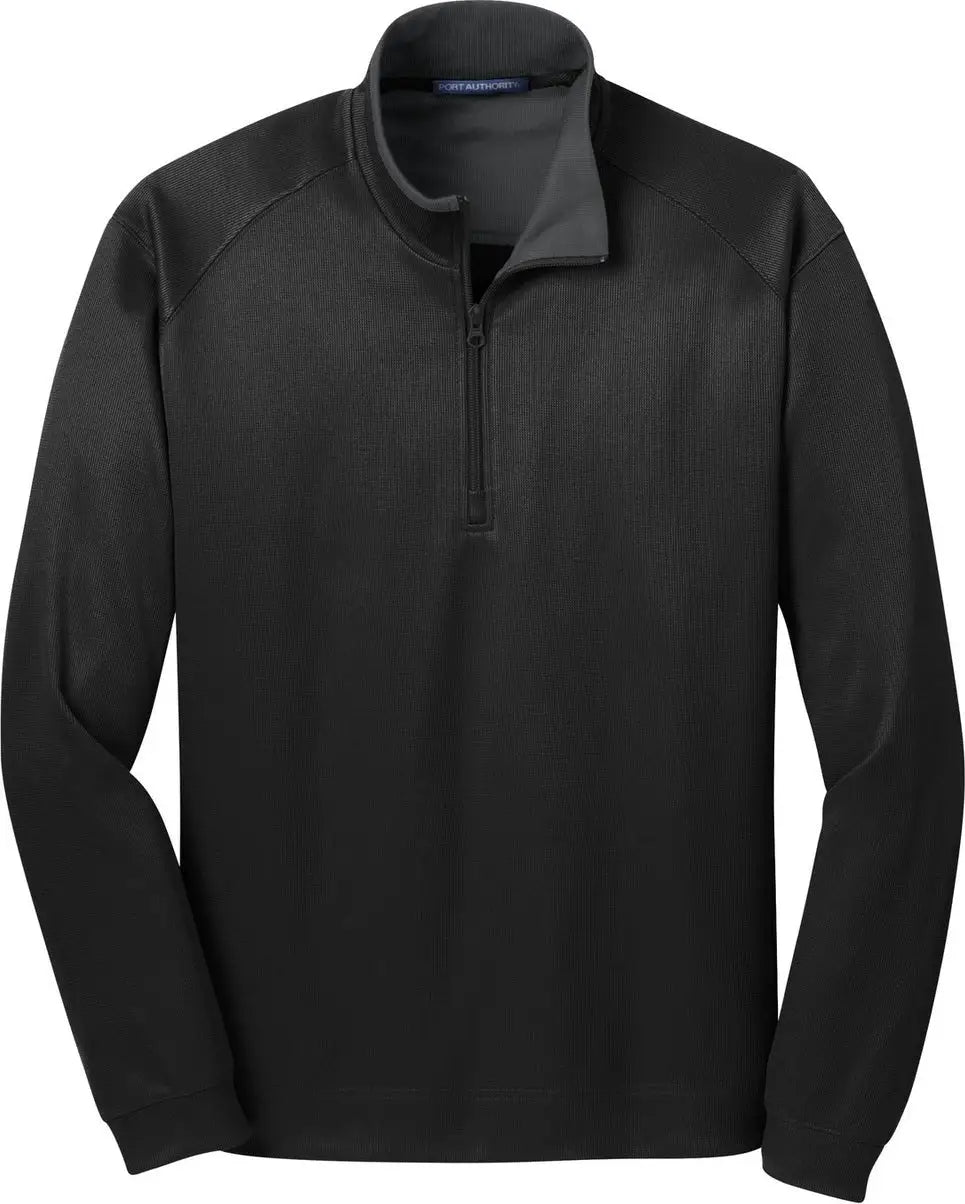 Port Authority K805 Vertical Texture 1/4-zip Pullover - Black Iron Gray