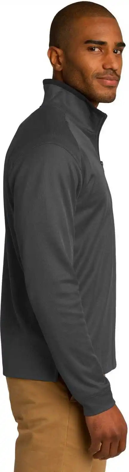 Port Authority K805 Vertical Texture 1/4 Zip Pullover Iron Gray Black