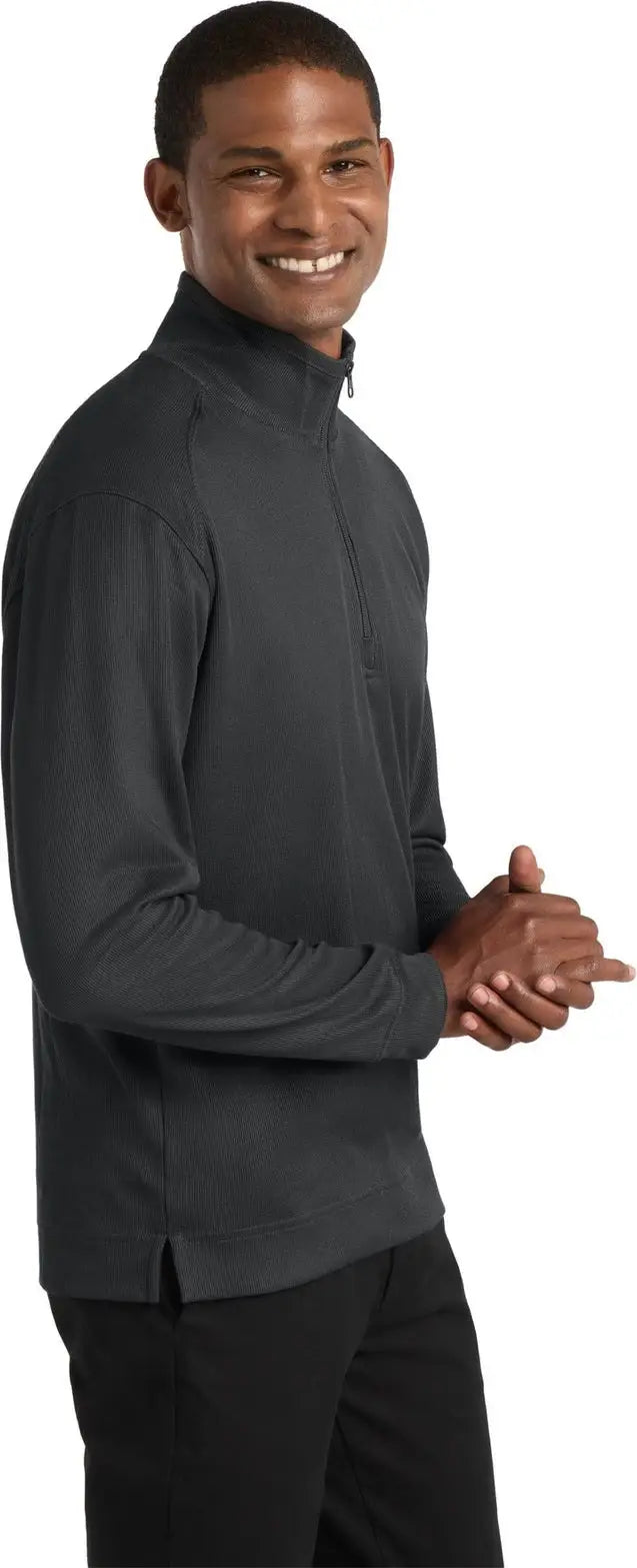 Port Authority K805 Vertical Texture 1/4-zip Pullover - Iron Gray Black