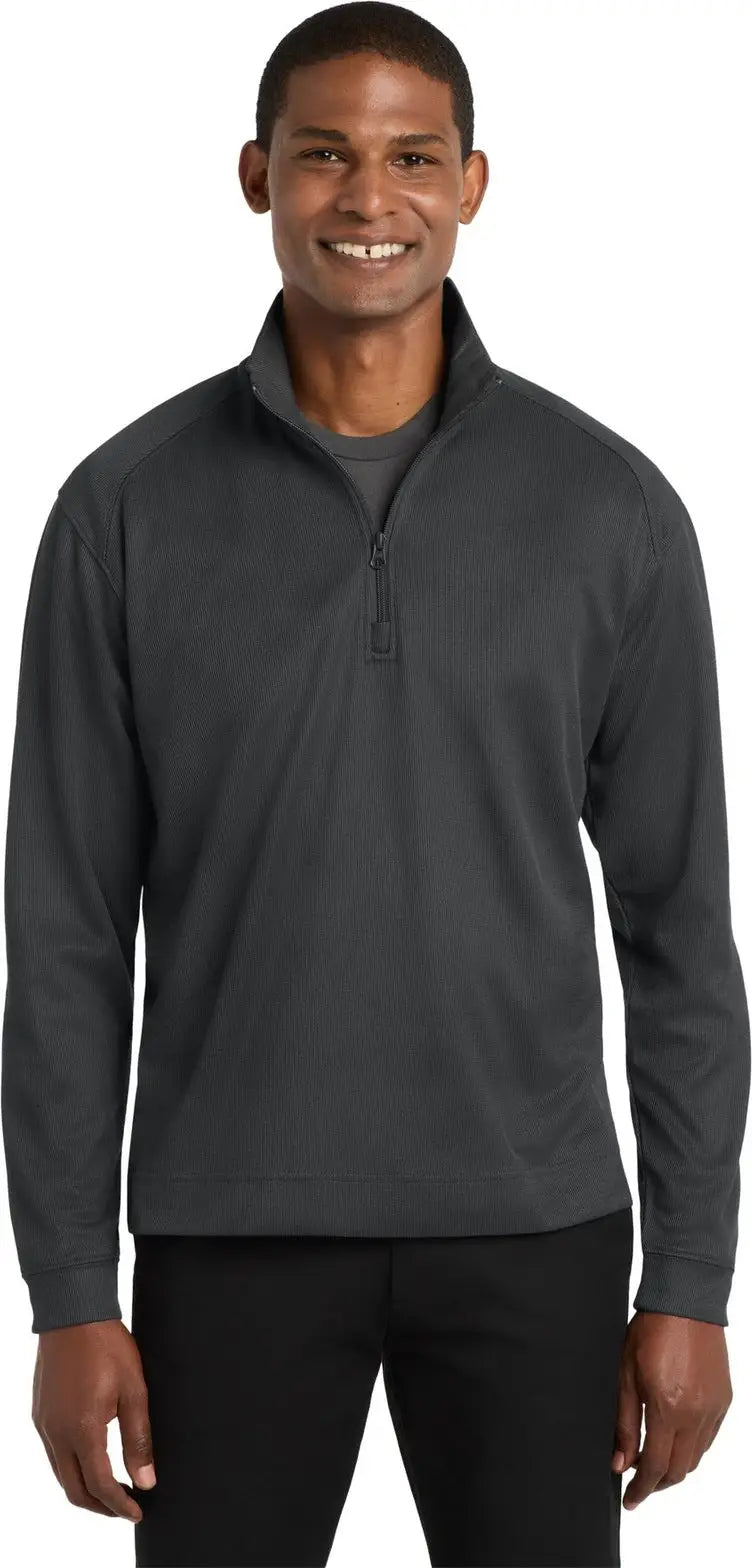 Port Authority K805 Vertical Texture 1/4-zip Pullover - Iron Gray Black - Gray/ / Adult Xs