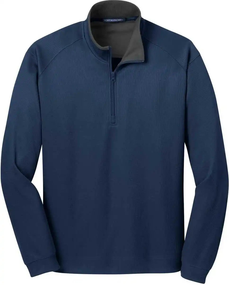 Port Authority K805 Vertical Texture 1/4-zip Pullover - Regatta Blue Iron Gray