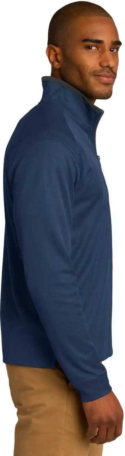 Port Authority K805 Vertical Texture 1/4-zip Pullover - Regatta Blue Iron Gray