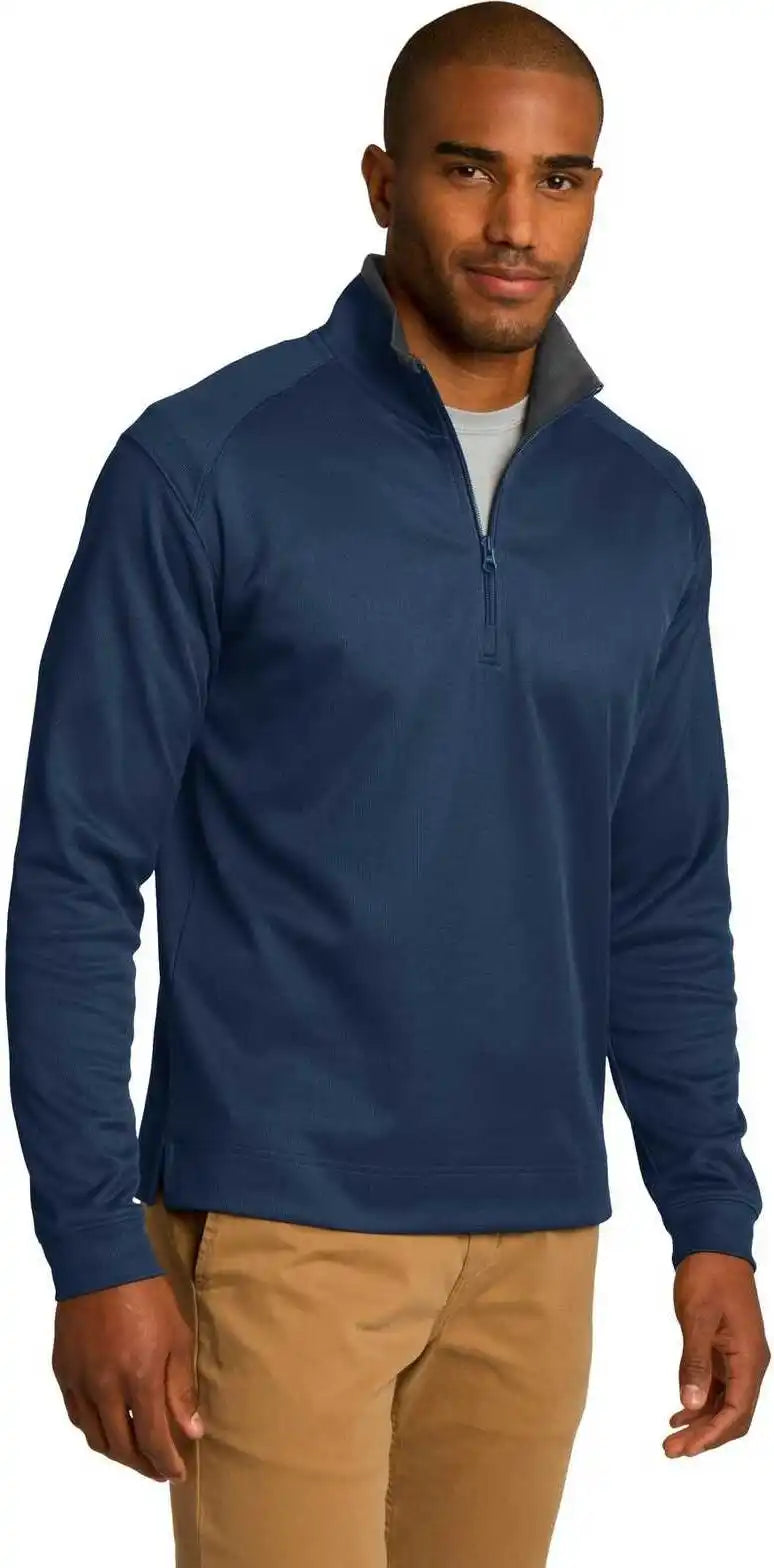 Port Authority K805 Vertical Texture 1/4-zip Pullover - Regatta Blue Iron Gray