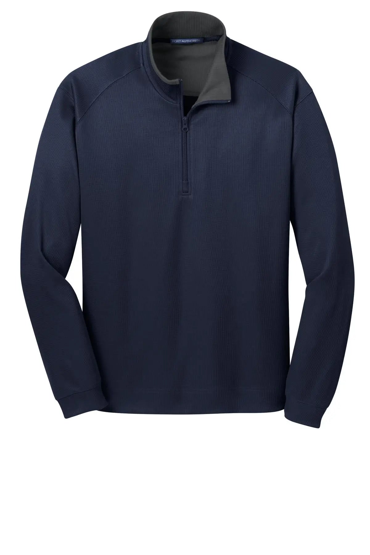 Port Authority K805 Vertical Texture 1/4-zip Pullover - True Navy Iron Gray