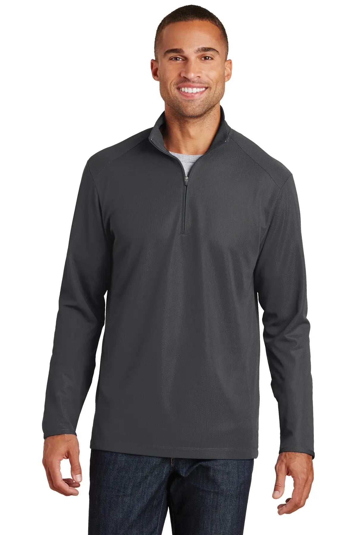 Port Authority K806 Pinpoint Mesh 1/2-zip - Battleship Gray - Adult Xs
