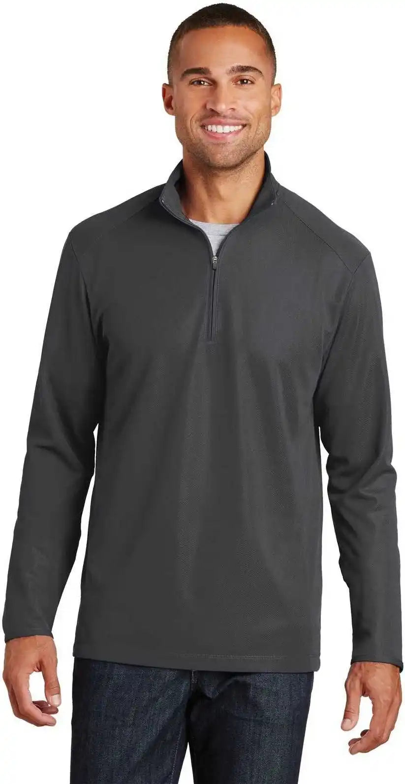 Port Authority K806 Pinpoint Mesh 1/2 Zip Battleship Gray