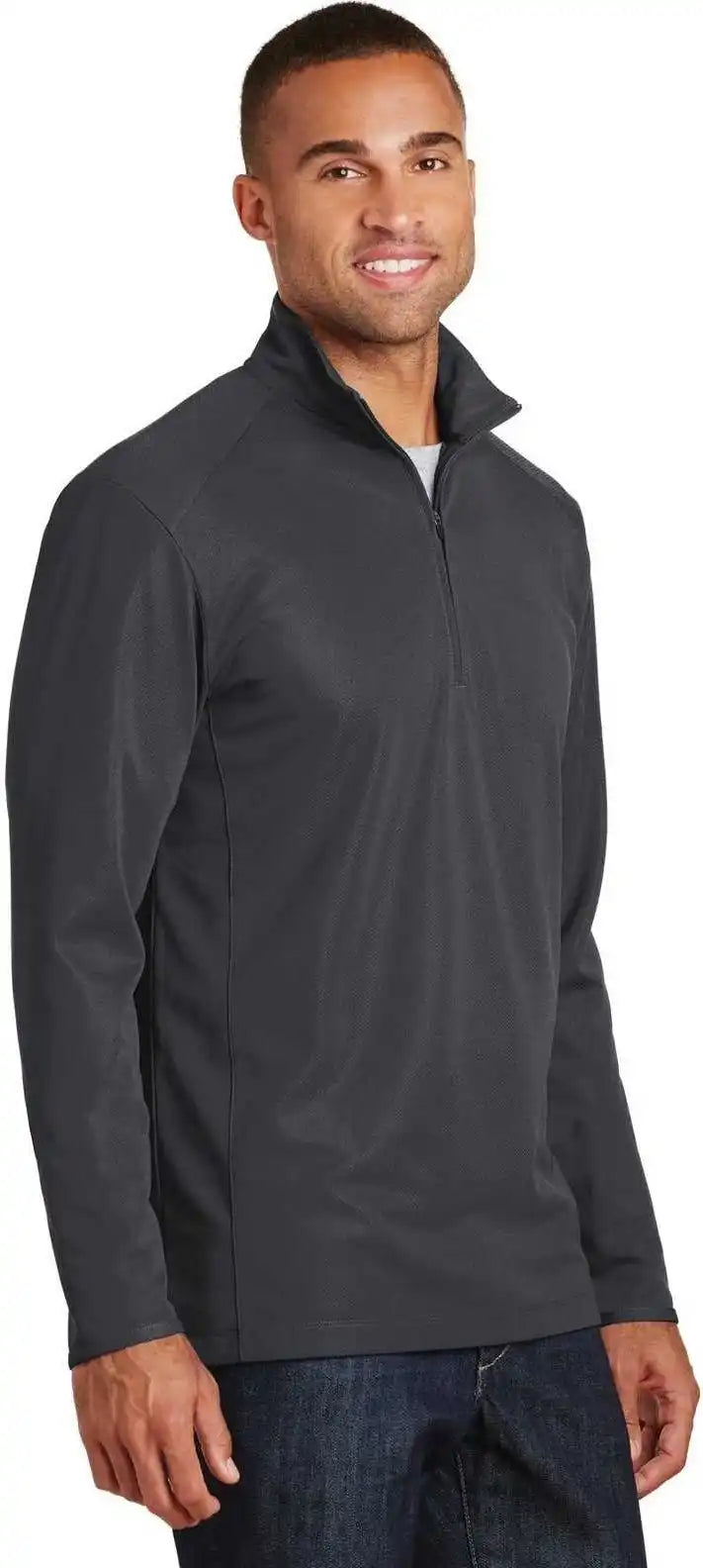Port Authority K806 Pinpoint Mesh 1/2 Zip Battleship Gray