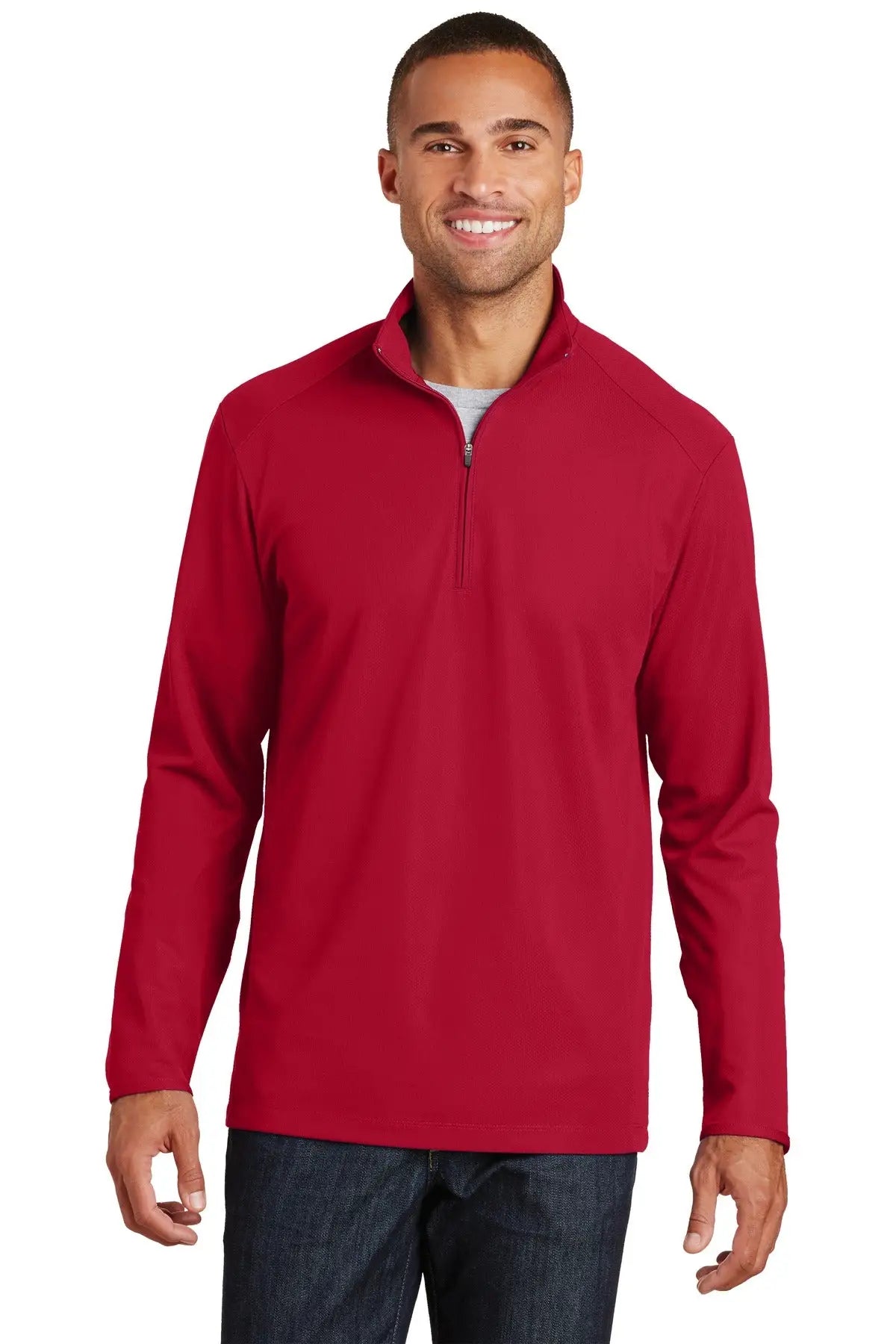 Port Authority K806 Pinpoint Mesh 1/2-zip - Rich Red - Adult Xs