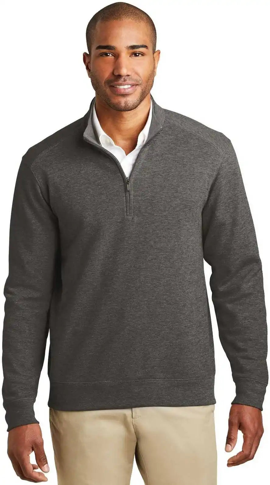 Port Authority K807 Interlock 1/4-zip - Charcoal Heather Medium Gray