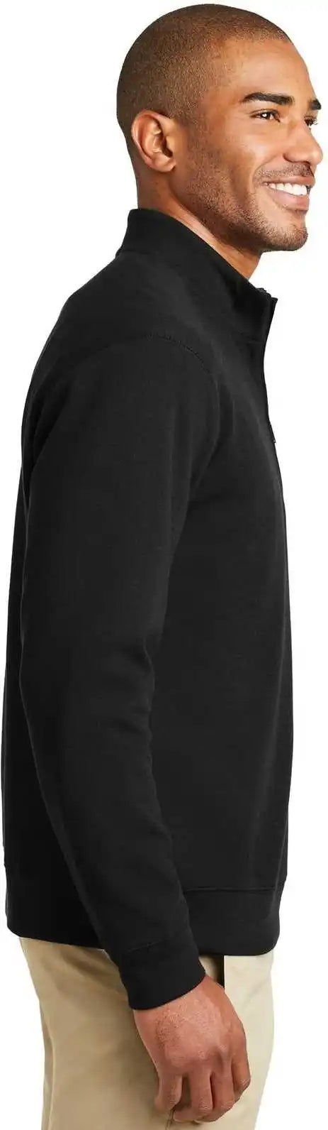 Port Authority K807 Interlock 1/4 Zip Deep Black Charcoal Heather