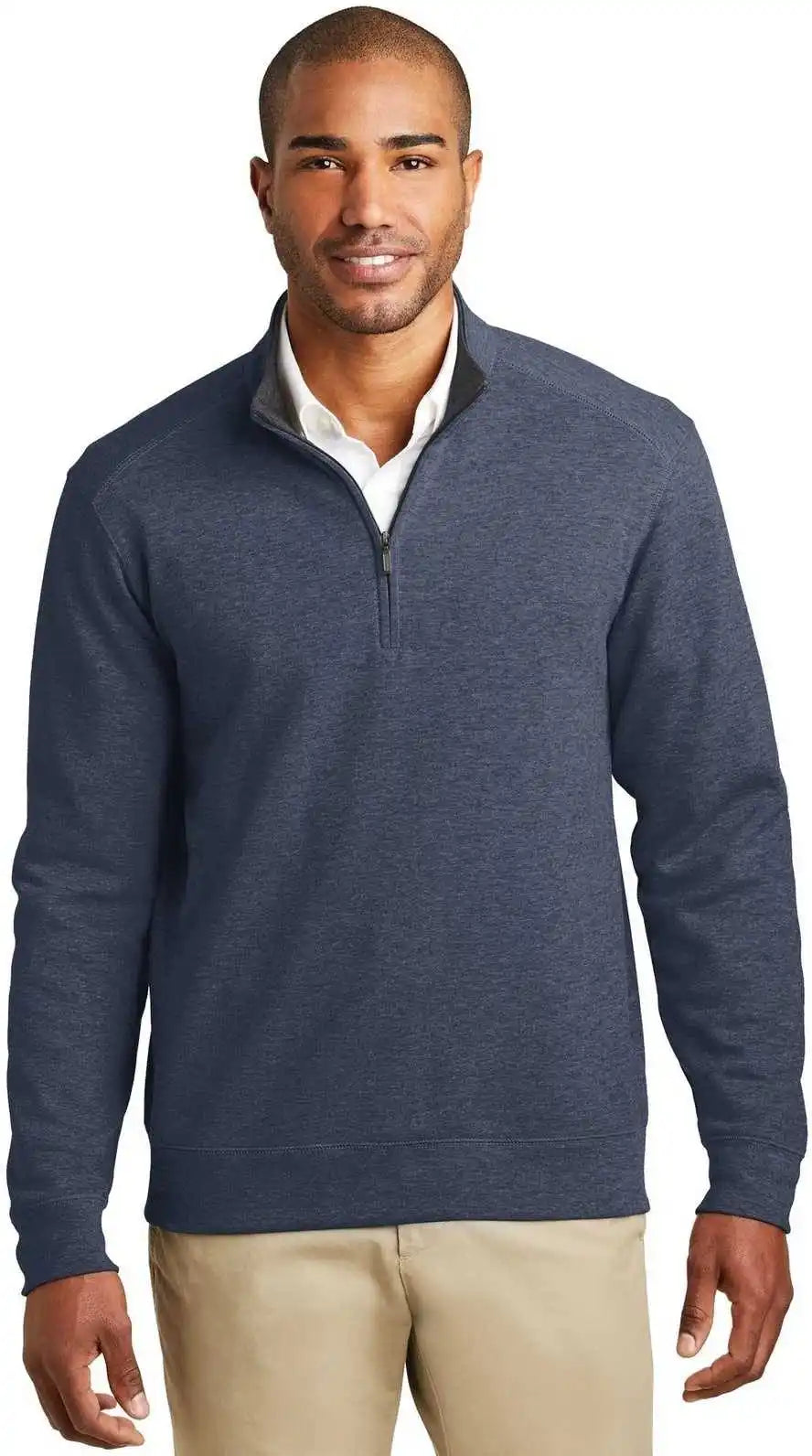Port Authority K807 Interlock 1/4-zip - Estate Blue Heather Charcoal