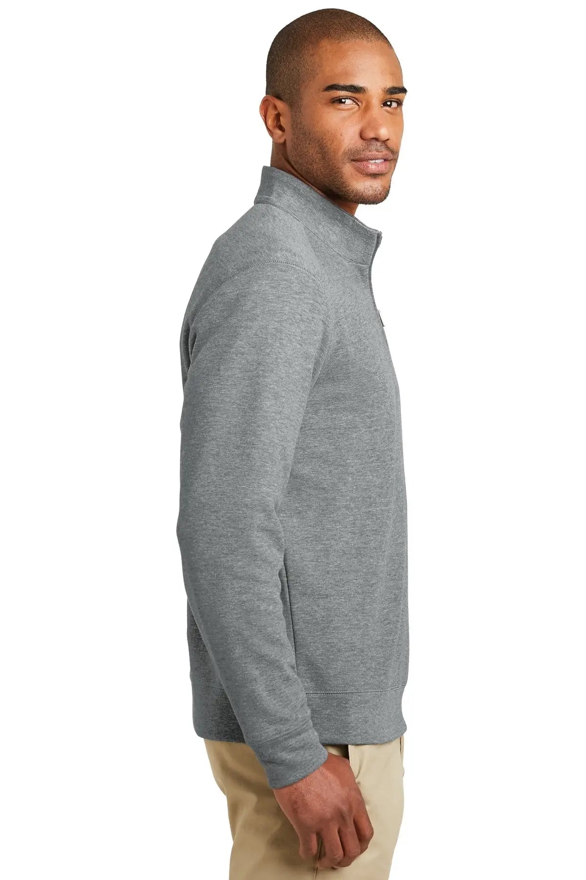 Port Authority K807 Interlock 1/4-zip - Medium Heather Gray Charcoal