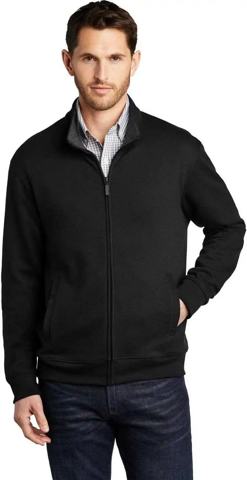 Port Authority K809 Interlock Full-zip - Deep Black Charcoal Heather