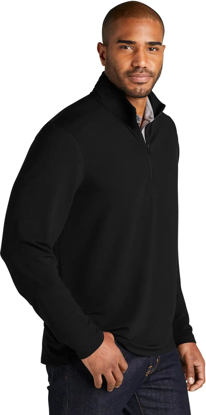Port Authority K825 Microterry 1/4-zip Pullover - Deep Black