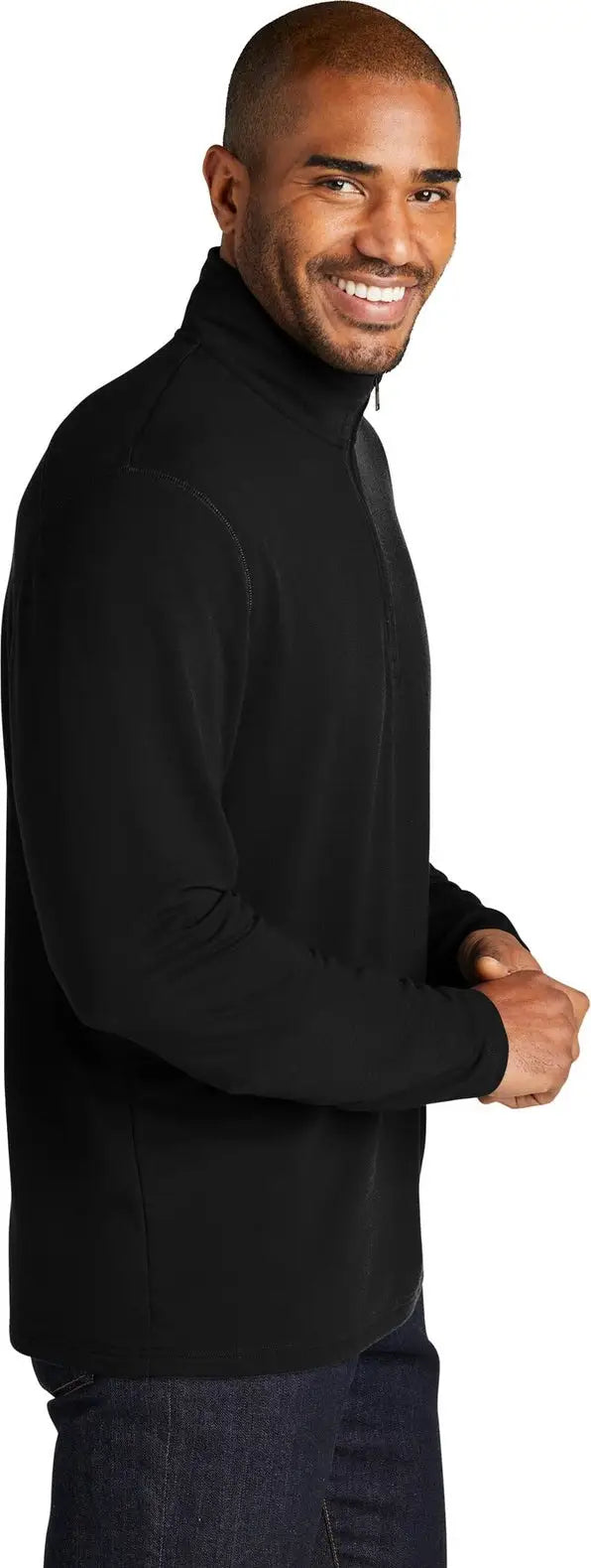 Port Authority K825 Microterry 1/4-zip Pullover - Deep Black