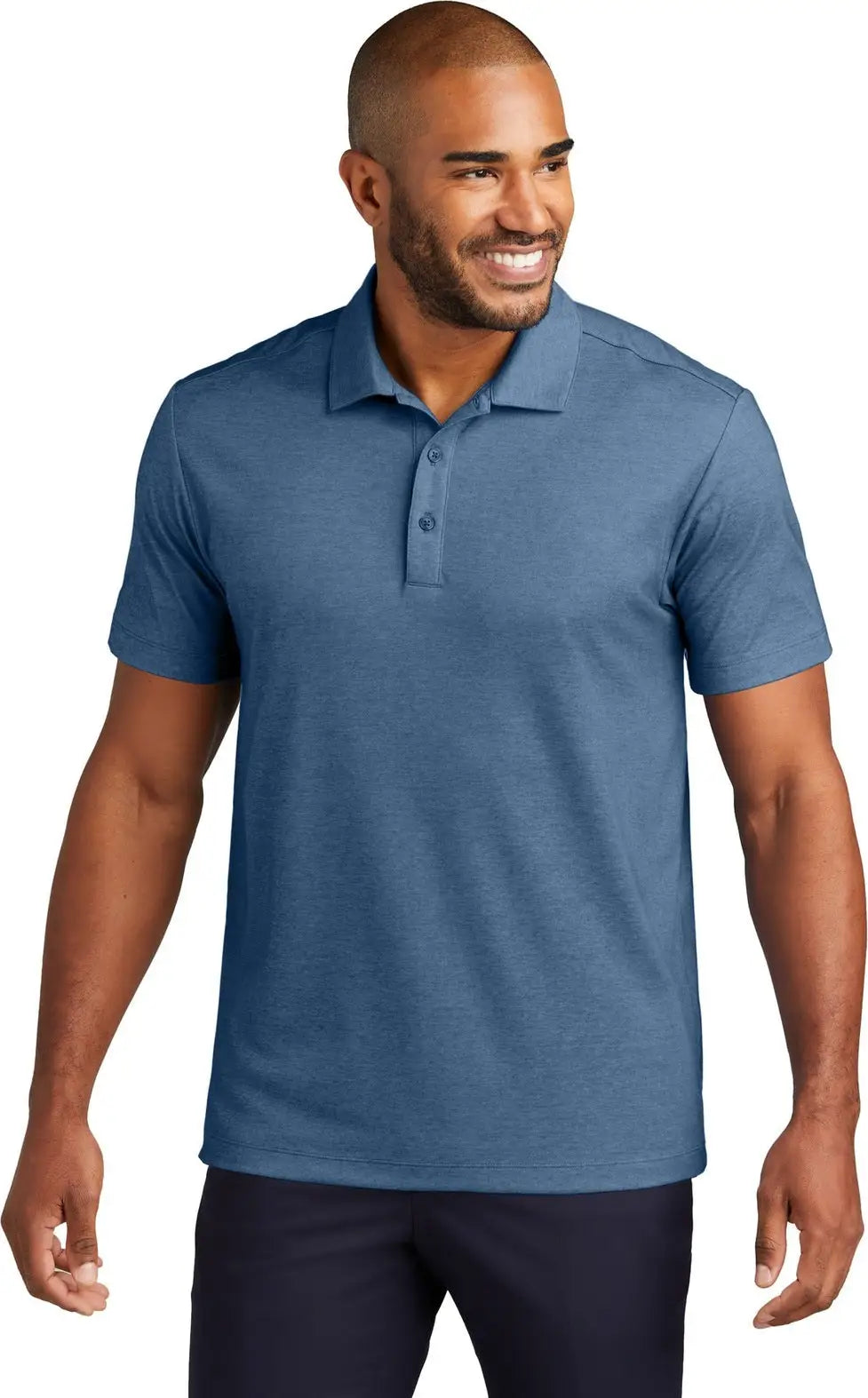 Port Authority K830 Fine Pique Blend Polo - Aegean Blue Heather - Adult Xs