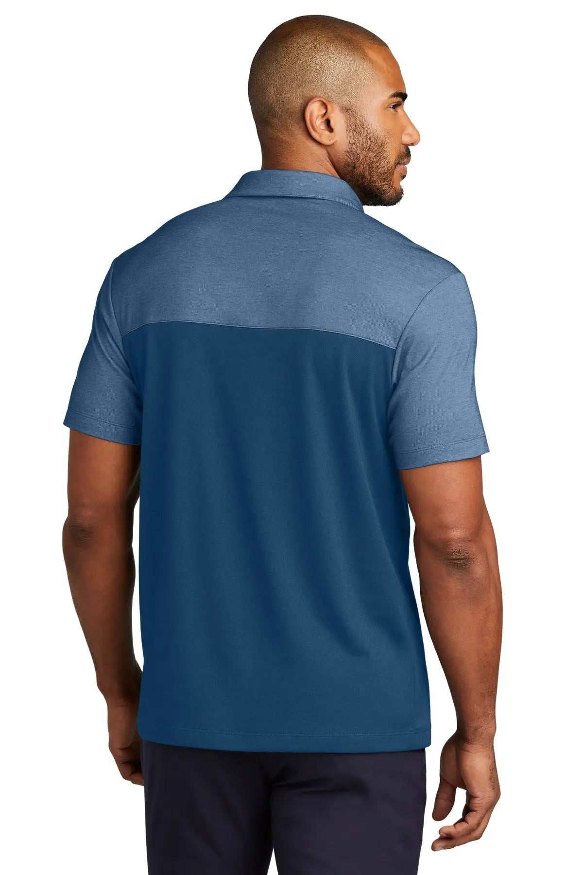 Port Authority K831 Fine Pique Blend Blocked Polo - Aegean Blue Heather