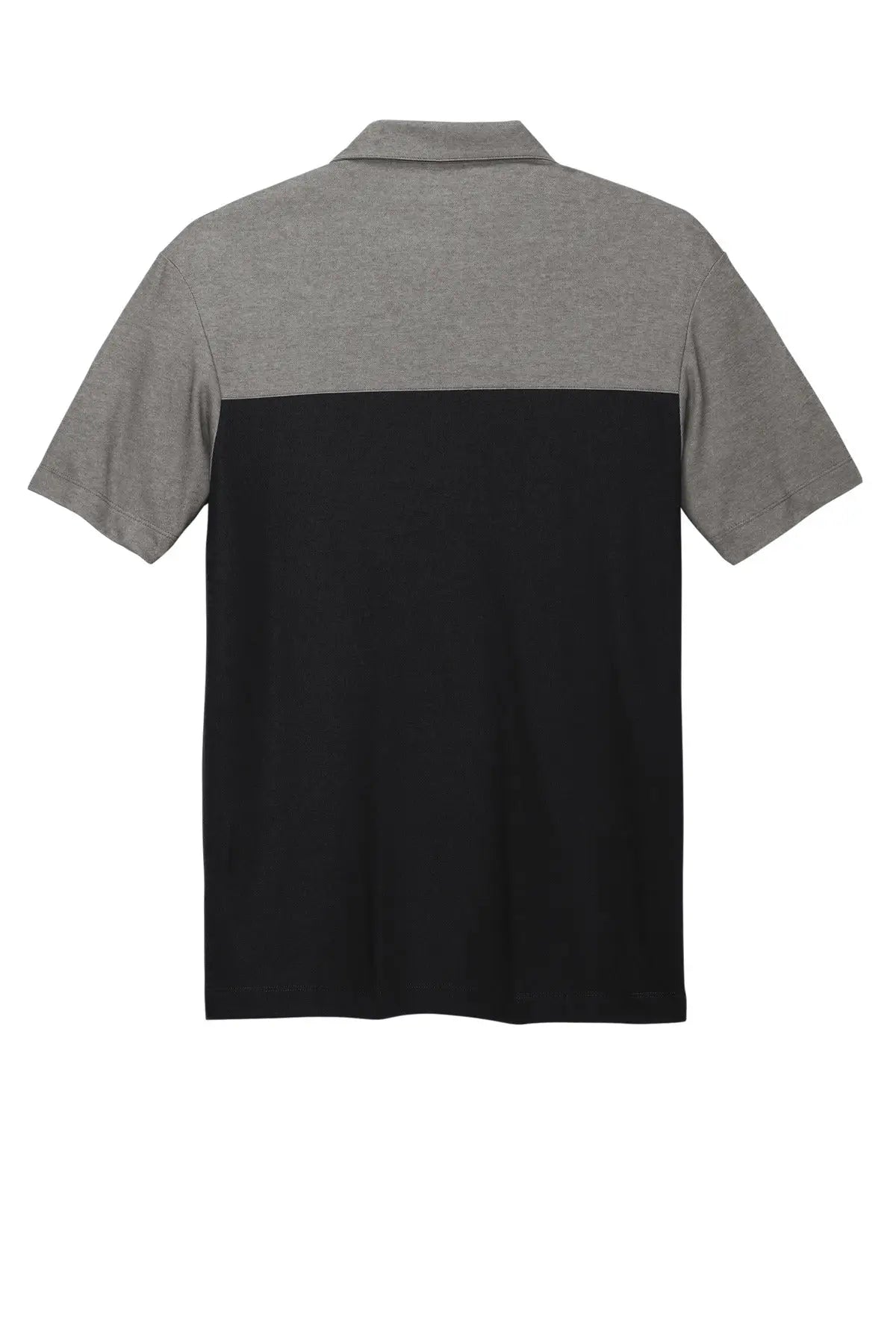 Port Authority K831 Fine Pique Blend Blocked Polo - Deep Black Charcoal Heather - Black/ / Adult Xs