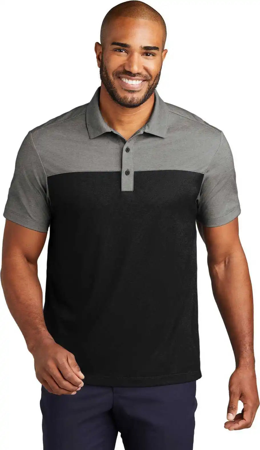 Port Authority K831 Fine Pique Blend Blocked Polo - Dpbk/chrht