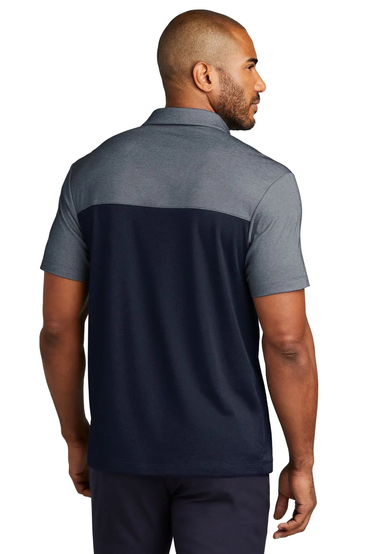 Port Authority K831 Fine Pique Blend Blocked Polo - River Blue Navy Heather
