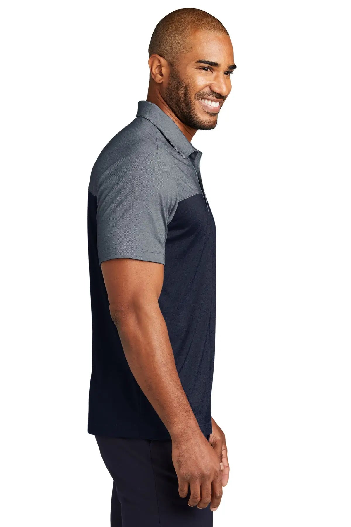 Port Authority K831 Fine Pique Blend Blocked Polo - River Blue Navy Heather