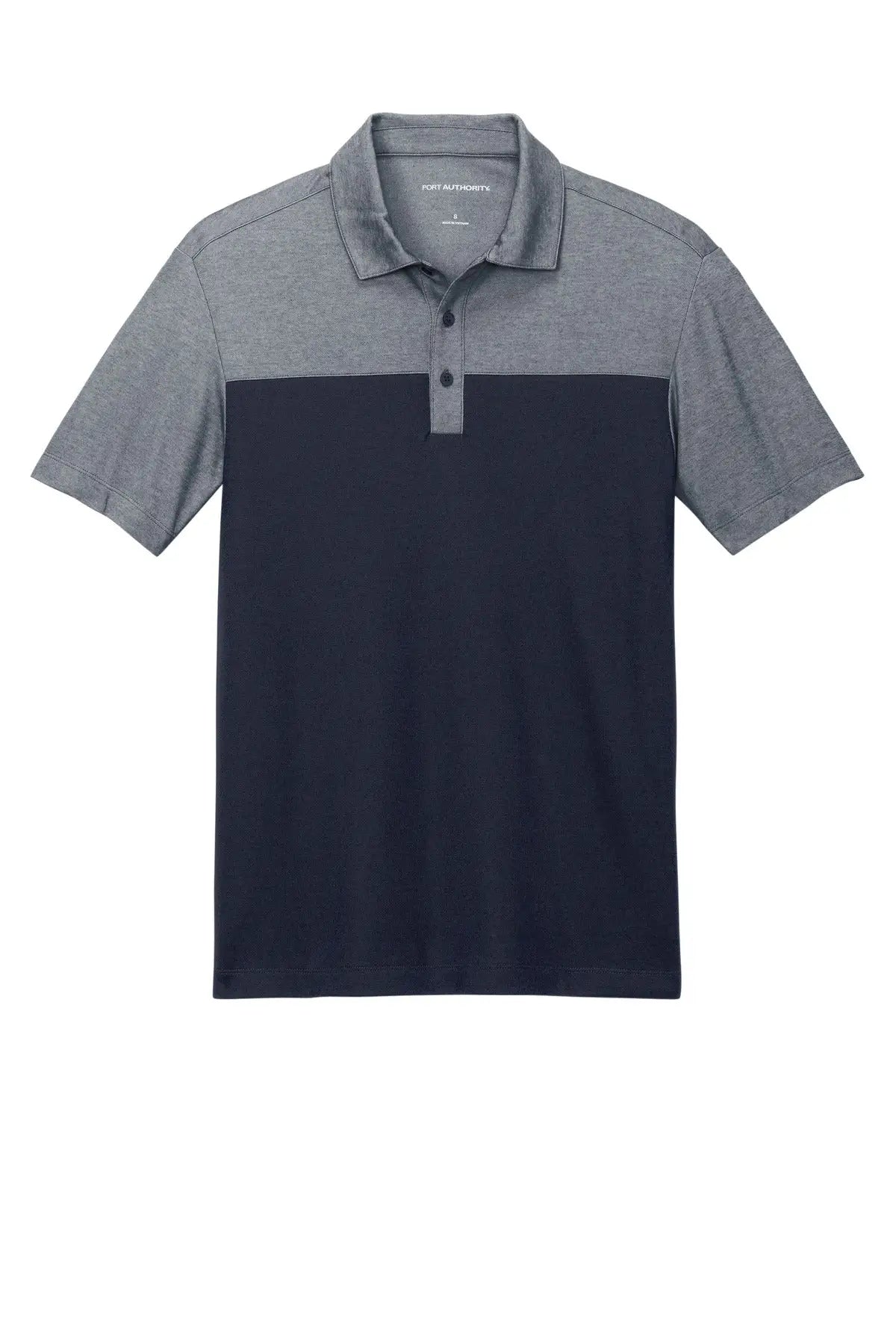 Port Authority K831 Fine Pique Blend Blocked Polo - River Blue Navy Heather