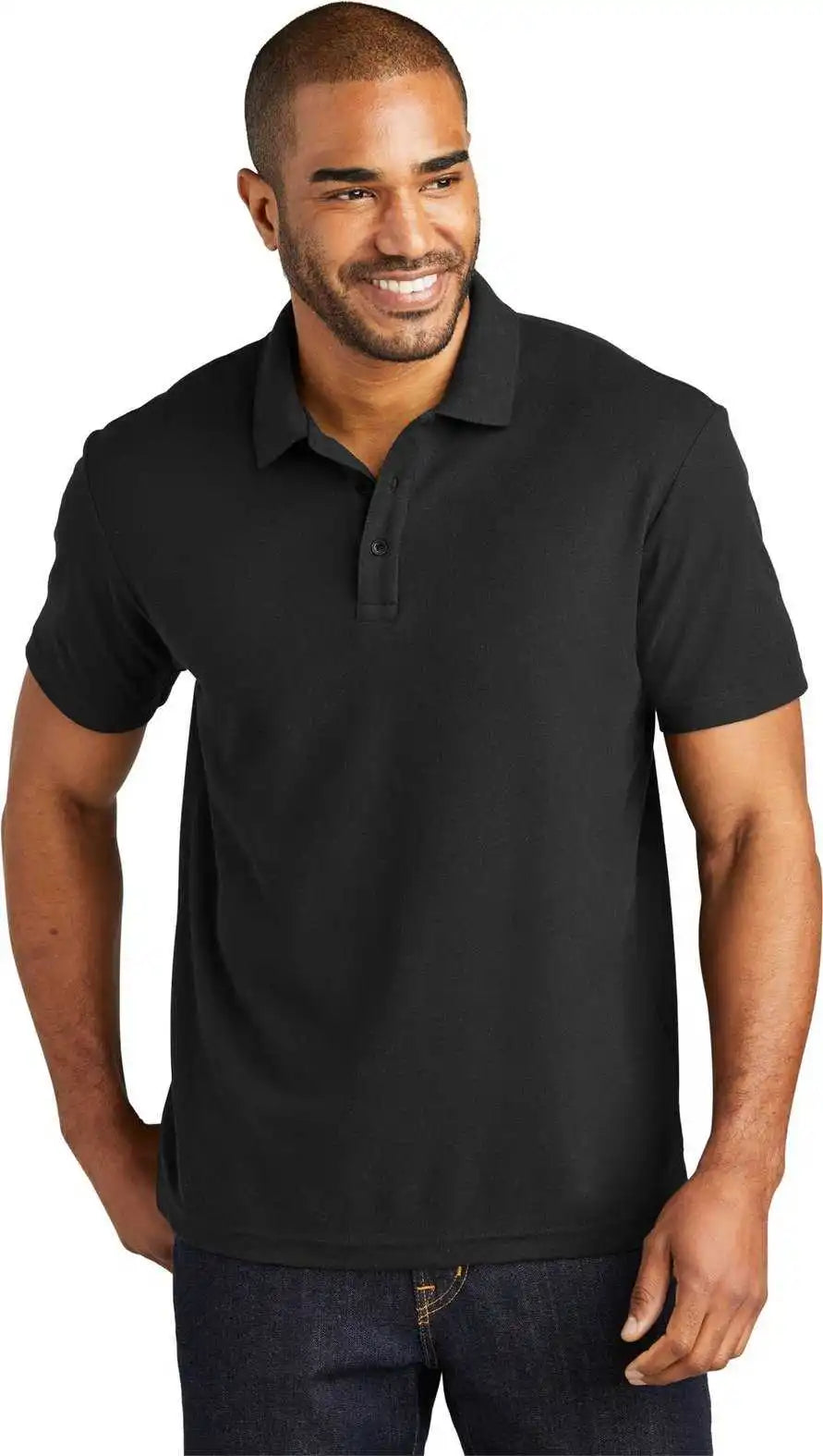 Port Authority K867 C-free Cotton Blend Pique Polo - Black
