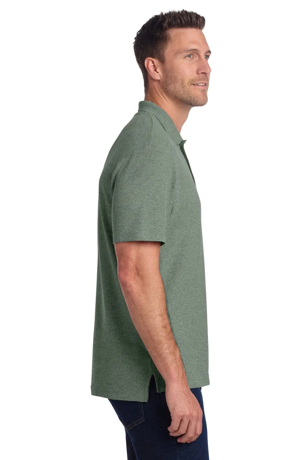 Port Authority K867 C-free Cotton Blend Pique Polo - Dark Green Heather