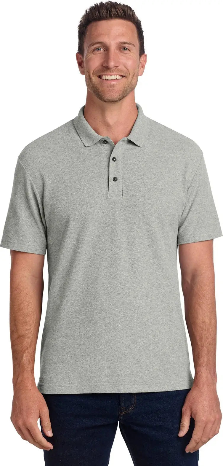 Port Authority K867 C-free Cotton Blend Pique Polo - Deep Smoke Heather - Adult Xs
