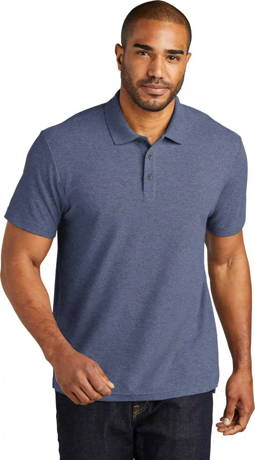 Port Authority K867 C-free Cotton Blend Pique Polo - Navy Heather